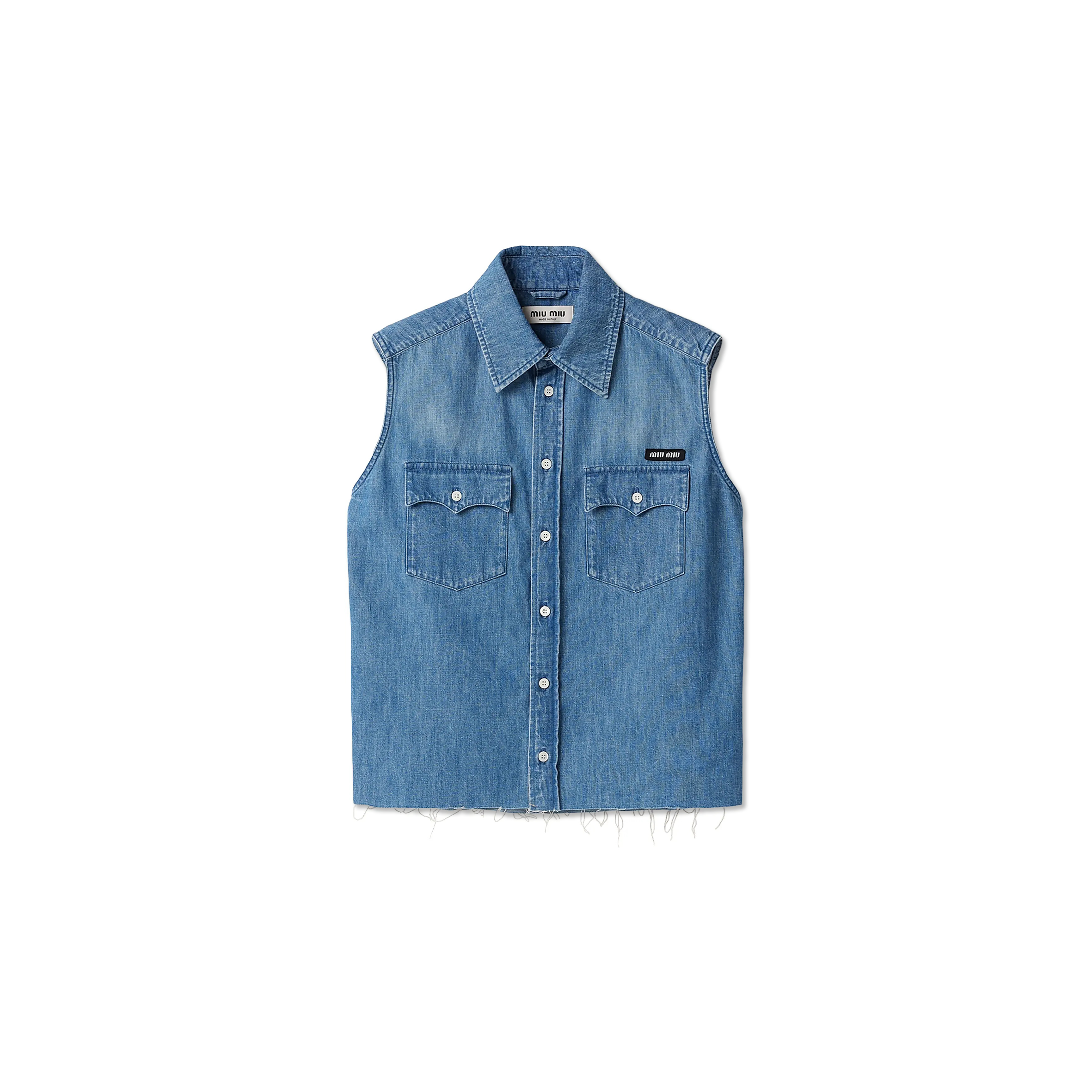 MIU MIU SLEEVELESS CHAMBRAY SHIRT GWC124